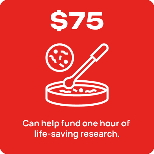 Can help fund one hour of life-saving research.