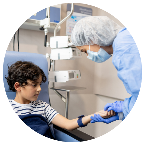 Young patient receiving cancer treatment
