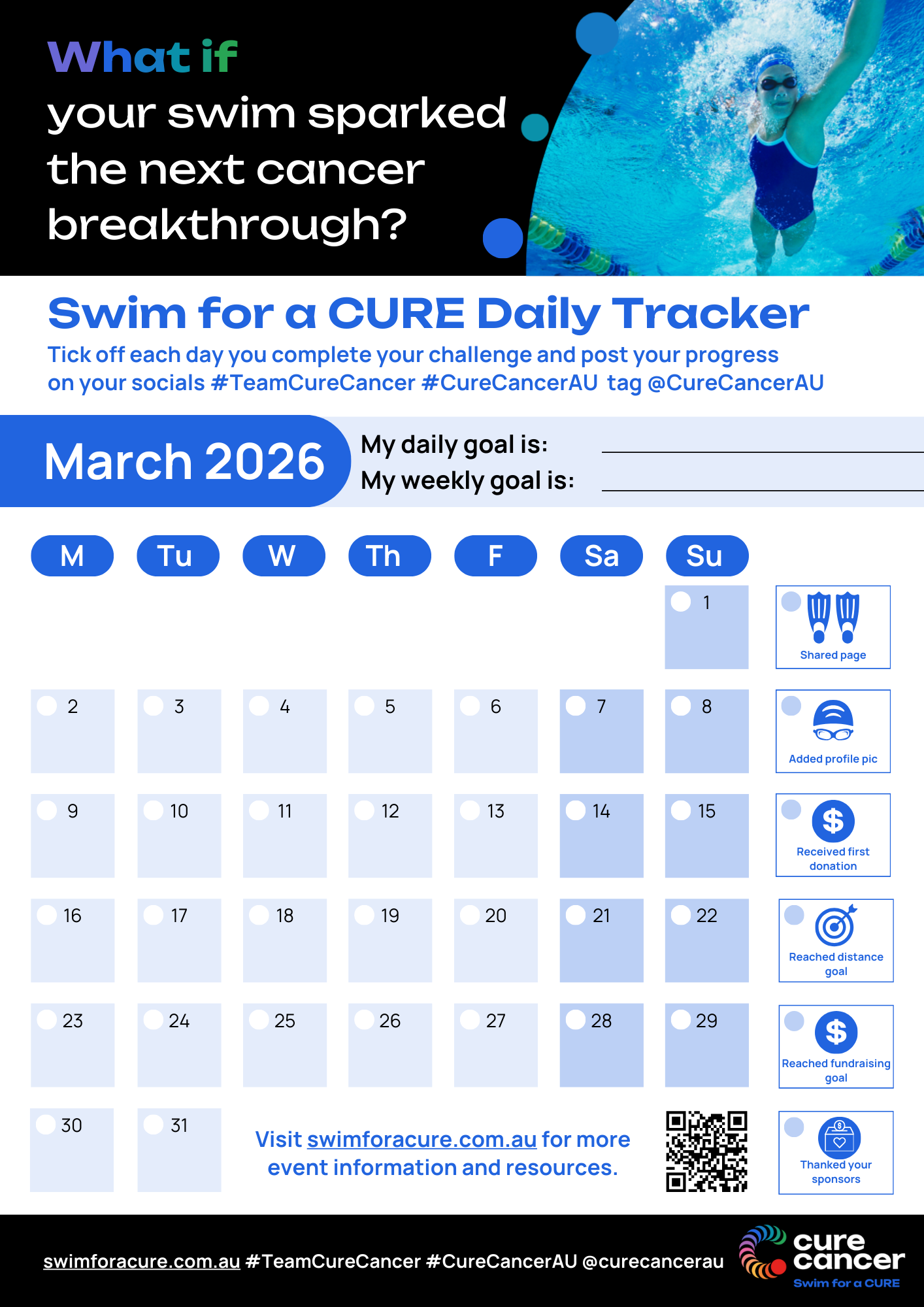 Swim For A CURE Daily Tracker
