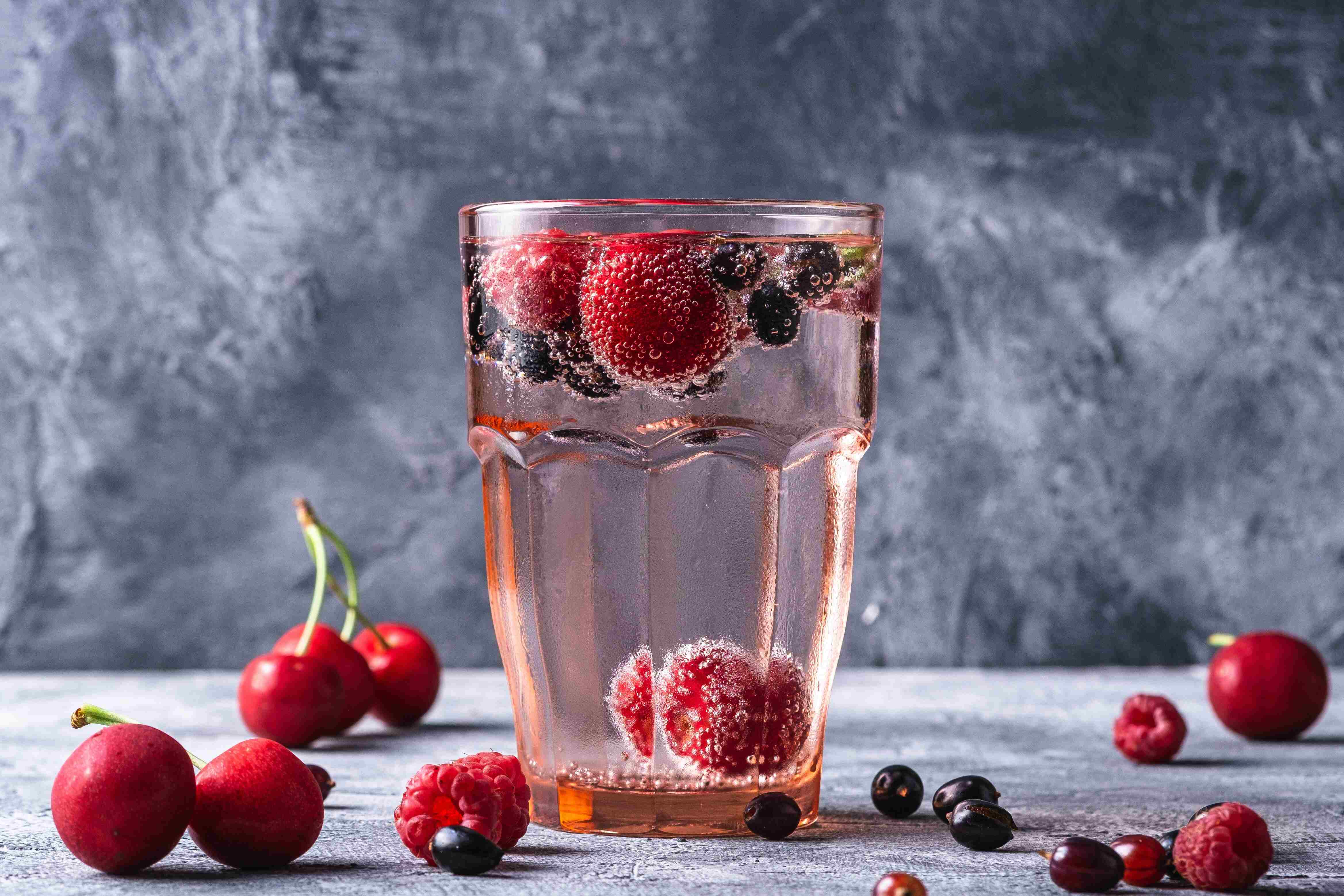 Berries in a glass of water Berries in a glass of water