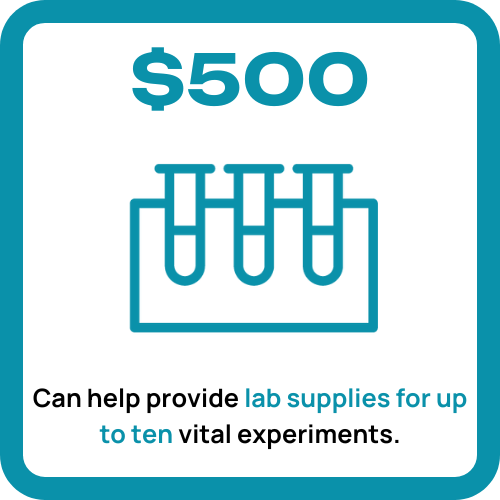 $500 can help provide lab supplies for up to ten vital experiments