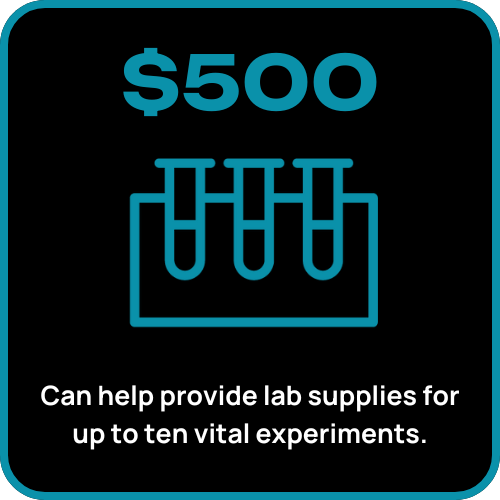 $500 Can help provide lab supplies for up to ten vital experiments