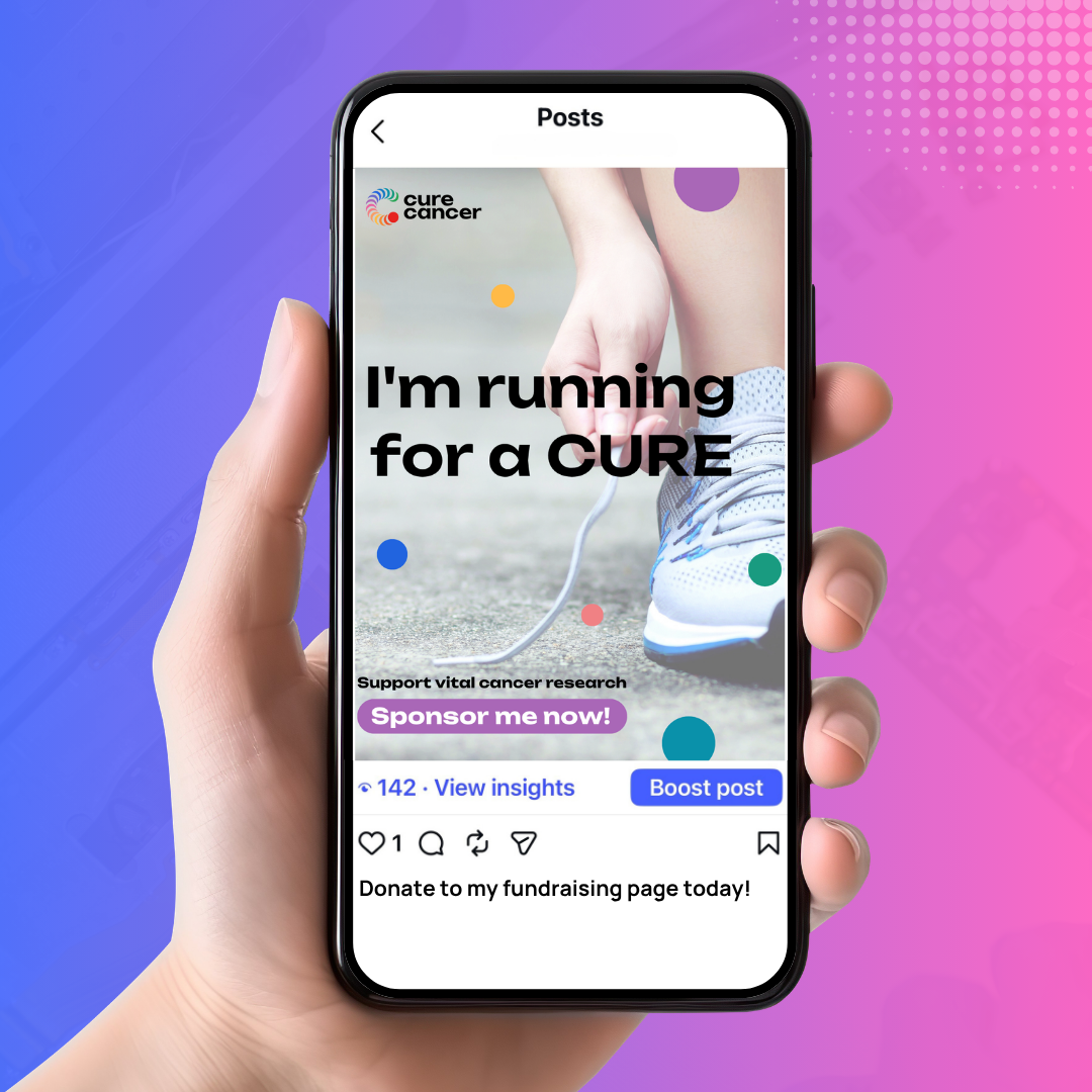 Social media post mockup - I'm running for a CURE