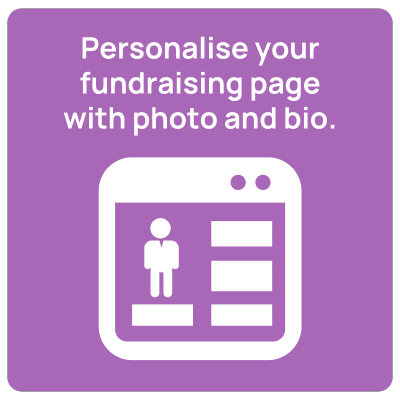 Personalise your fundraising page with photo and bio.