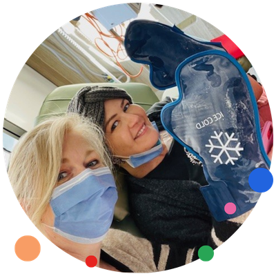Jo Young and her mum during treatment